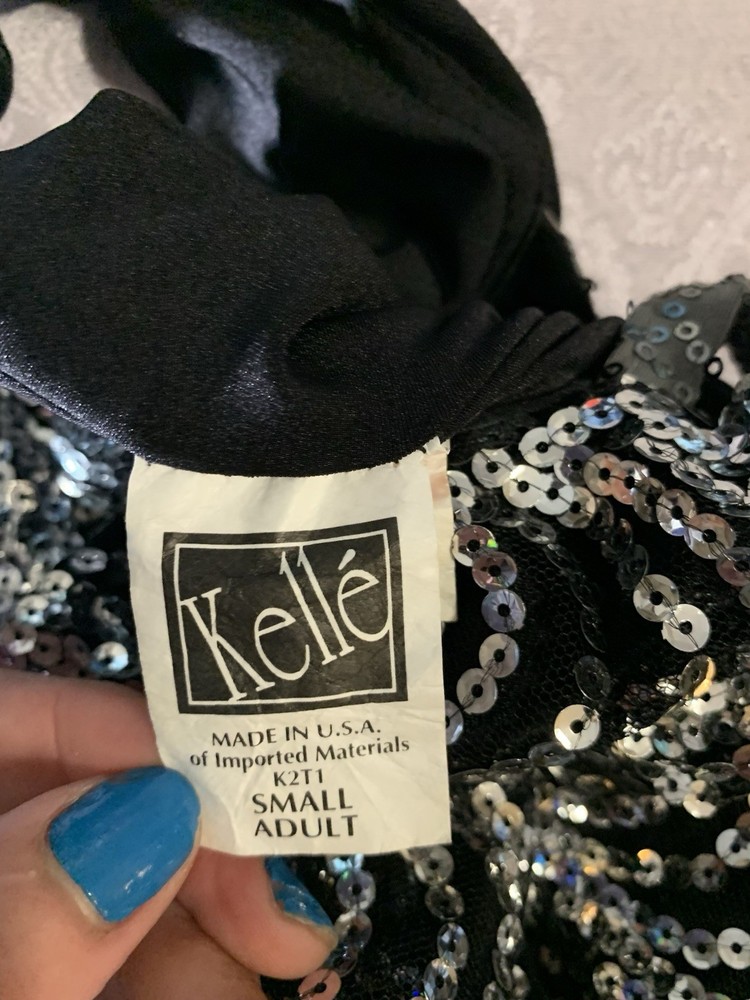 Dance Jazz Kell Womens Size S Silver Sequins Black Mesh Lined Beautiful!