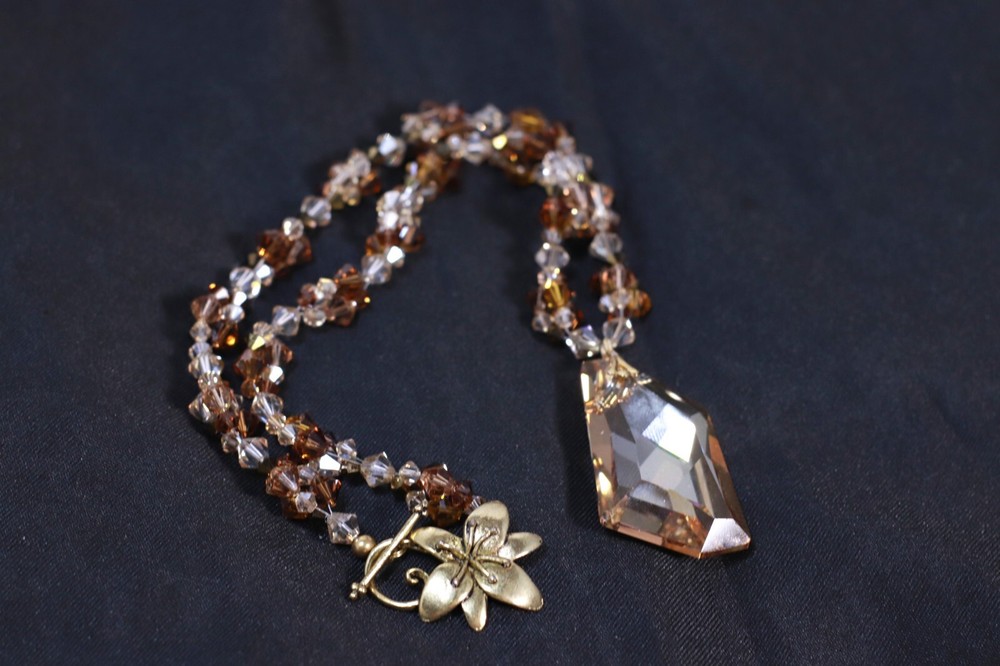 Handmade Topaz Glass Beaded Necklace