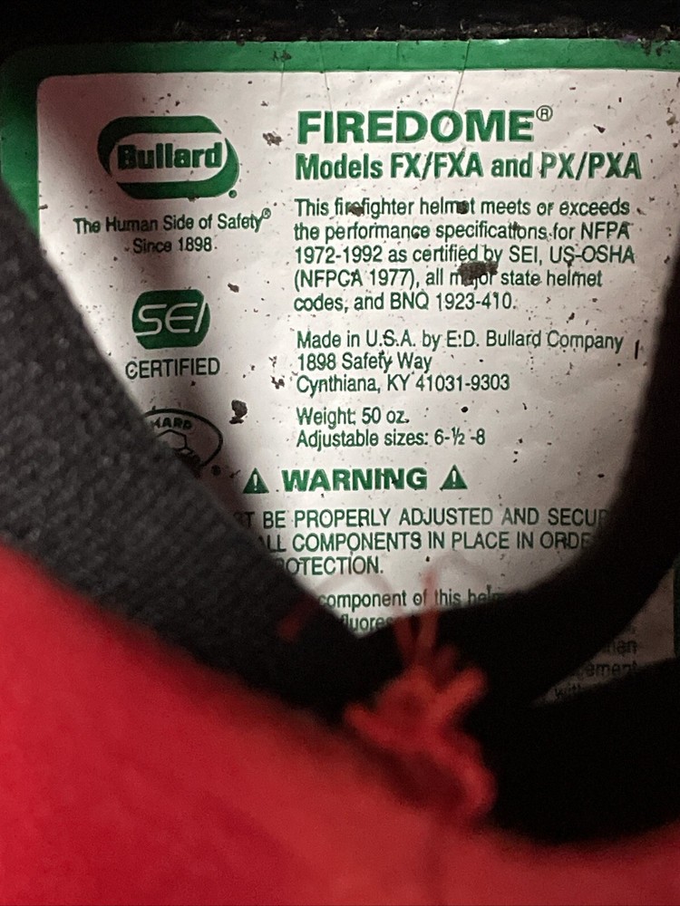 BULLARD FIRE DOME HELMET FX Clear Shield And NECK DRAPE 1994