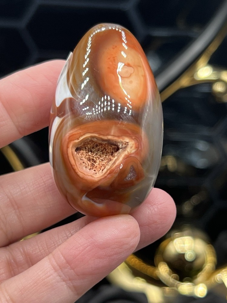 Natural Awesome Sardonyx Crystal Eggs Druzy vugs pattern Free ship & Gift
