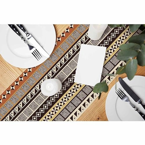 HOSNYE Table Runner Abstract African Geometric Patterns,Cotton pattern-B001