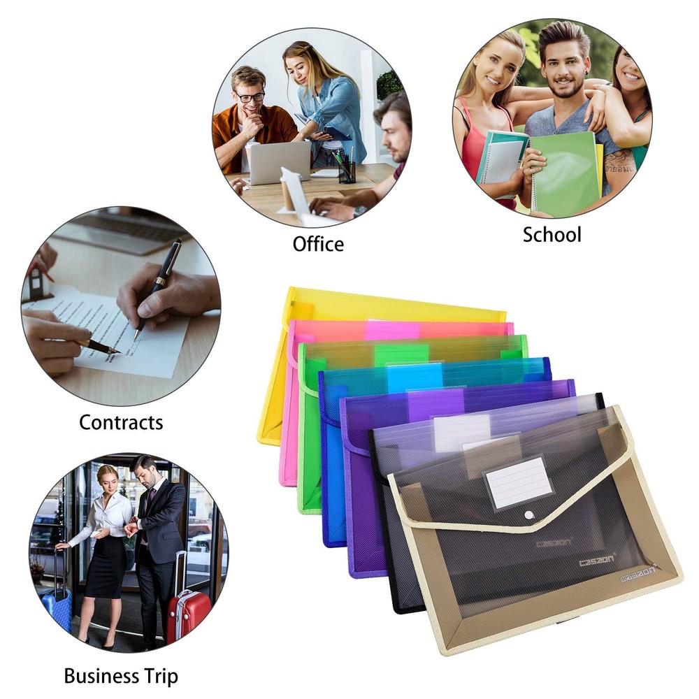 7 Pack B4 Plastic File Folders Waterproof Transparent Expandable File Folder ...