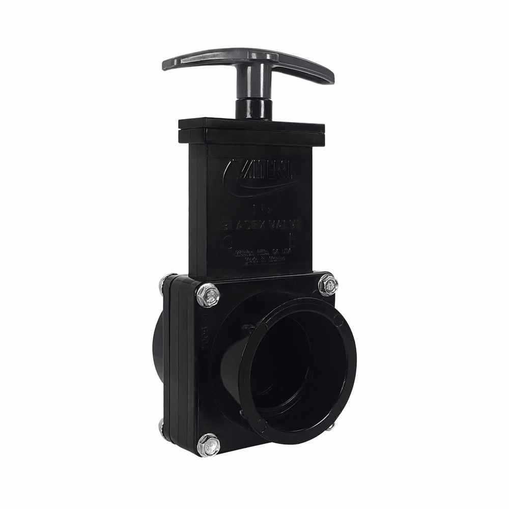 Valterra 1 1/2" RV Waste Dump Gate Valve with Out Cap Black