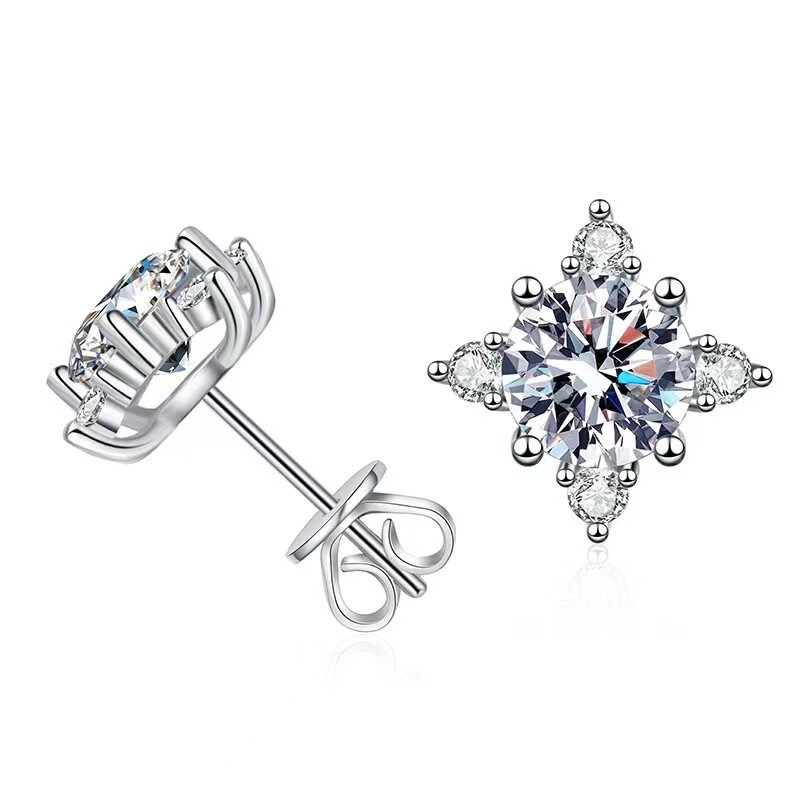 2.5CT Moissanite 12mm Stud Earrings 14k White Gold Plated in Solid Silver