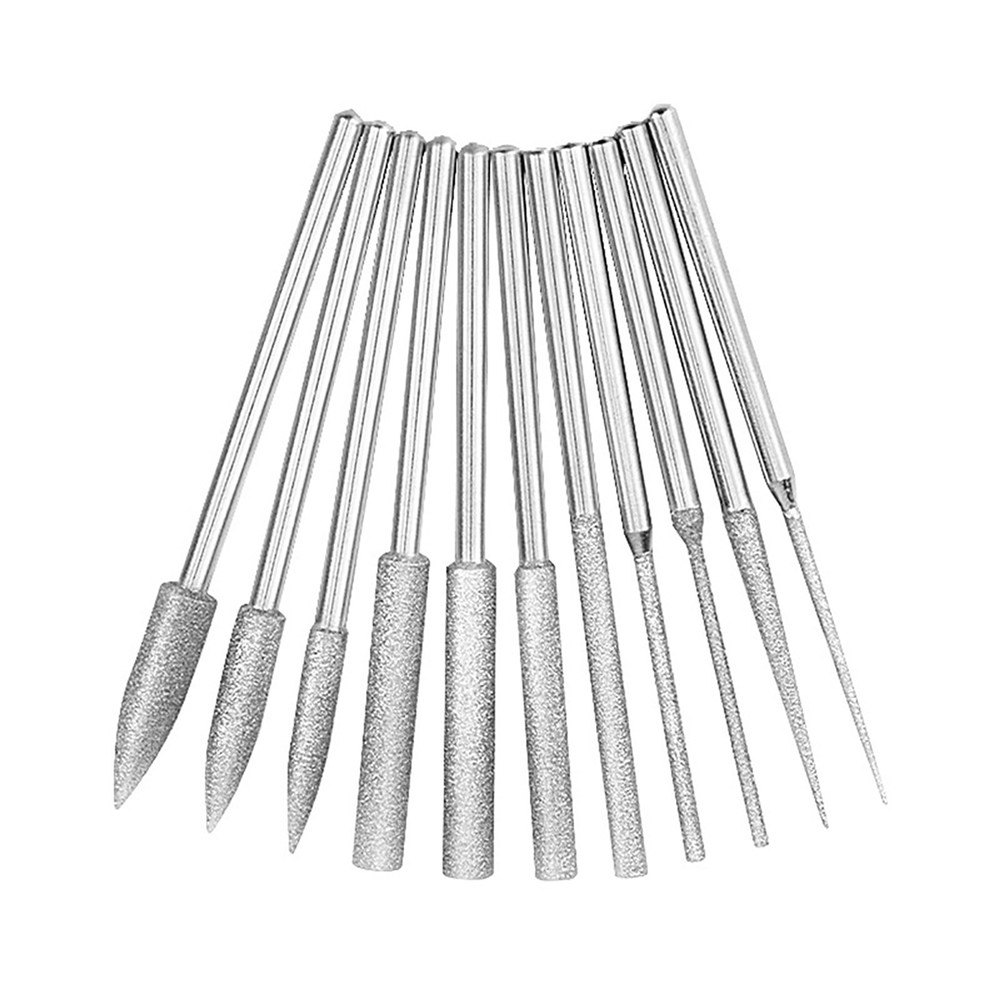 1 Set 1/8" Shank Different Shapes Diamond Burr Bits Rotary Tools Accessories