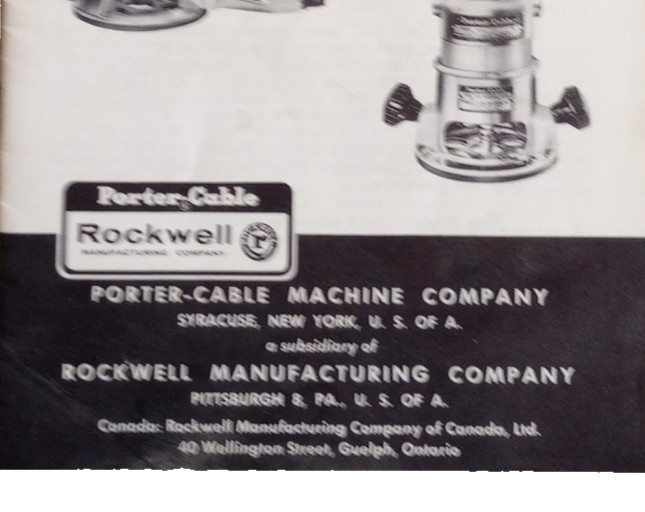 Vintage Porter Cable Routers Operating Instructions Booklet