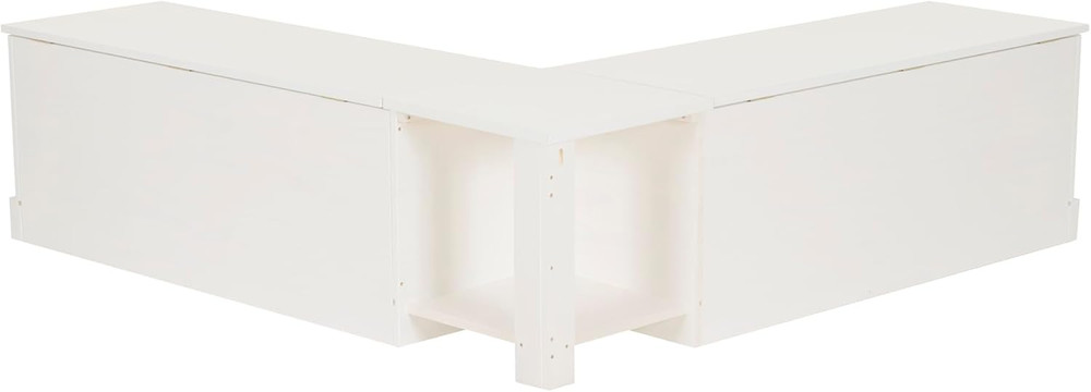 Harris White Solid Pine Backless Nook with Hidden Storage Solution