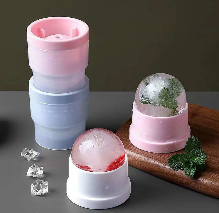 Ice Cube Maker Silicone Large Ball Shape Bar Whiskey Round Quick Freezer 2pcs