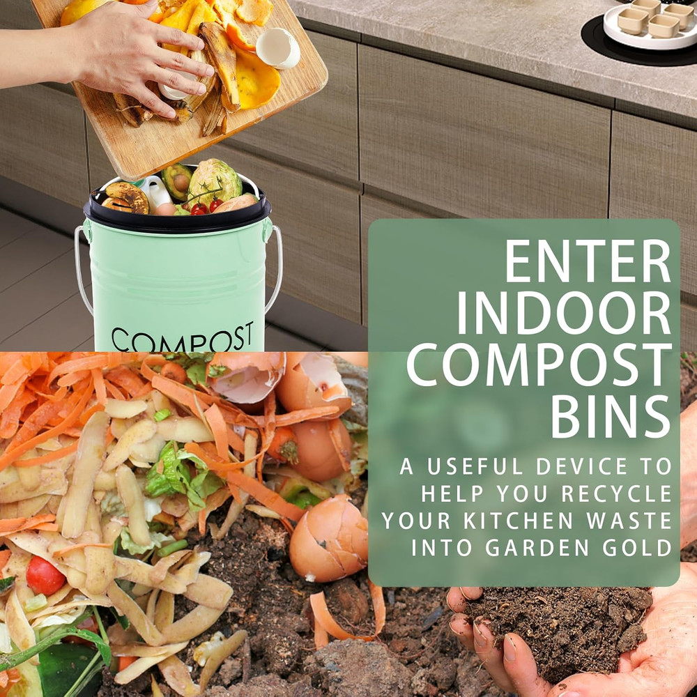 Compost Bin Kitchen Countertop Composter with Lid – Small Compost Containeri Inc