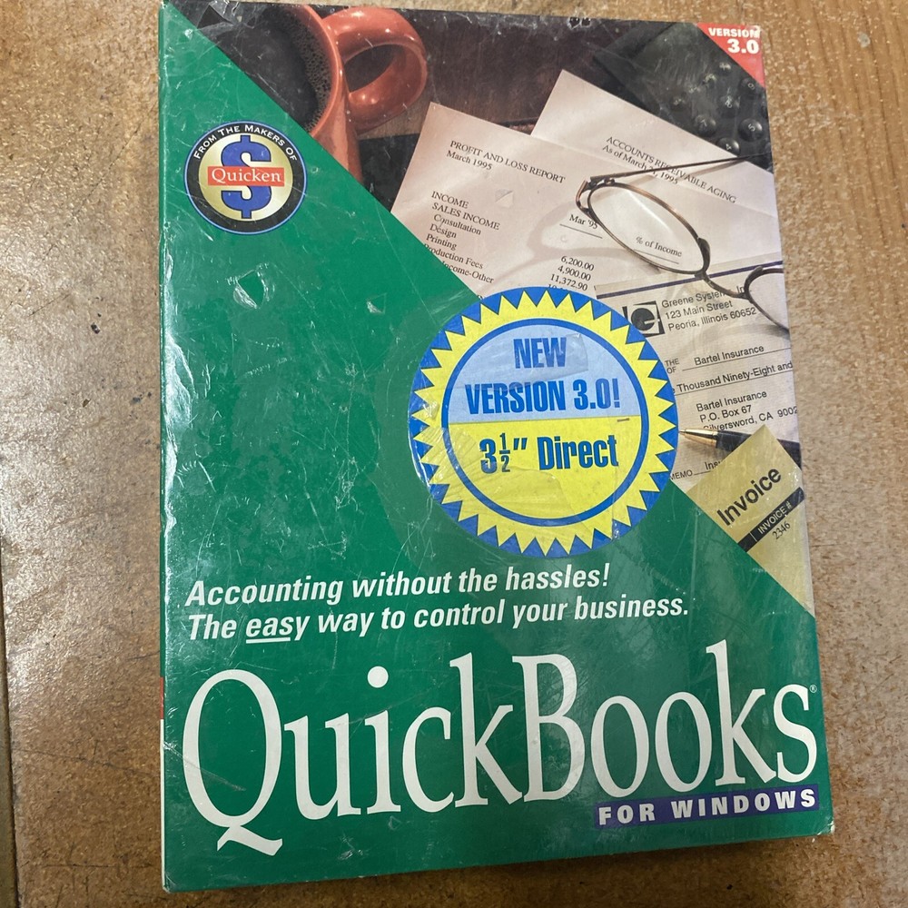 Vintage QuickBooks for Windows Version 3.0 3.5” Disks PC Software Windows 3.1