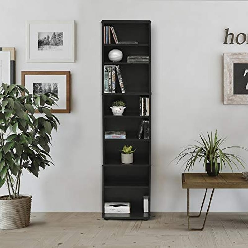 Space Saving Multimedia Storage Tower W/ Adjustable Shelves & Display Rack New