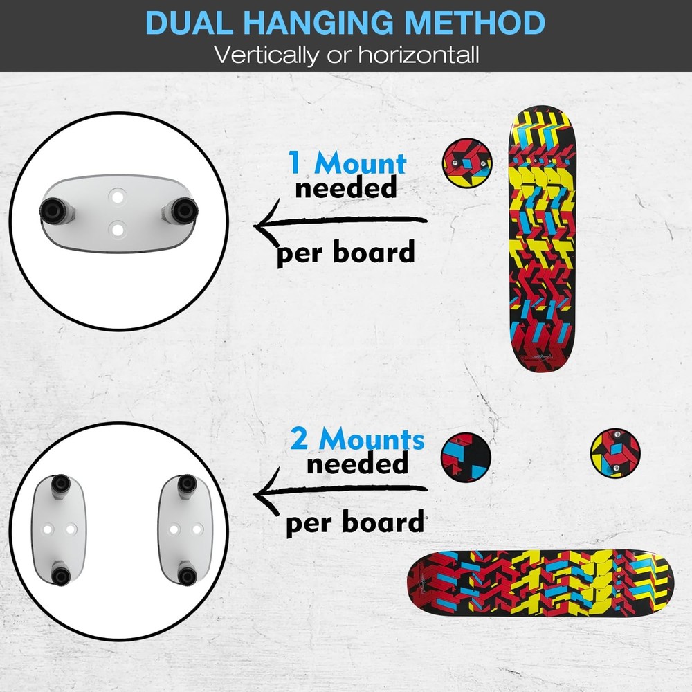 8 Packs Skateboard Deck Display Wall Mount, Aluminum Skate Deck Display Wall ...