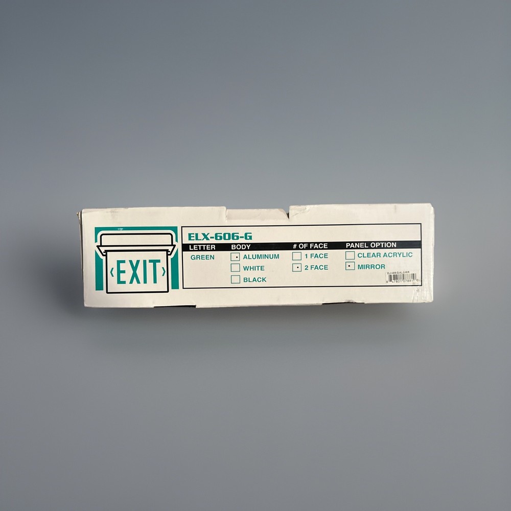 🔴Elite Lighting ELX-606-G Edge-Lit Exit Sign Double Faced Green Mirror‼️