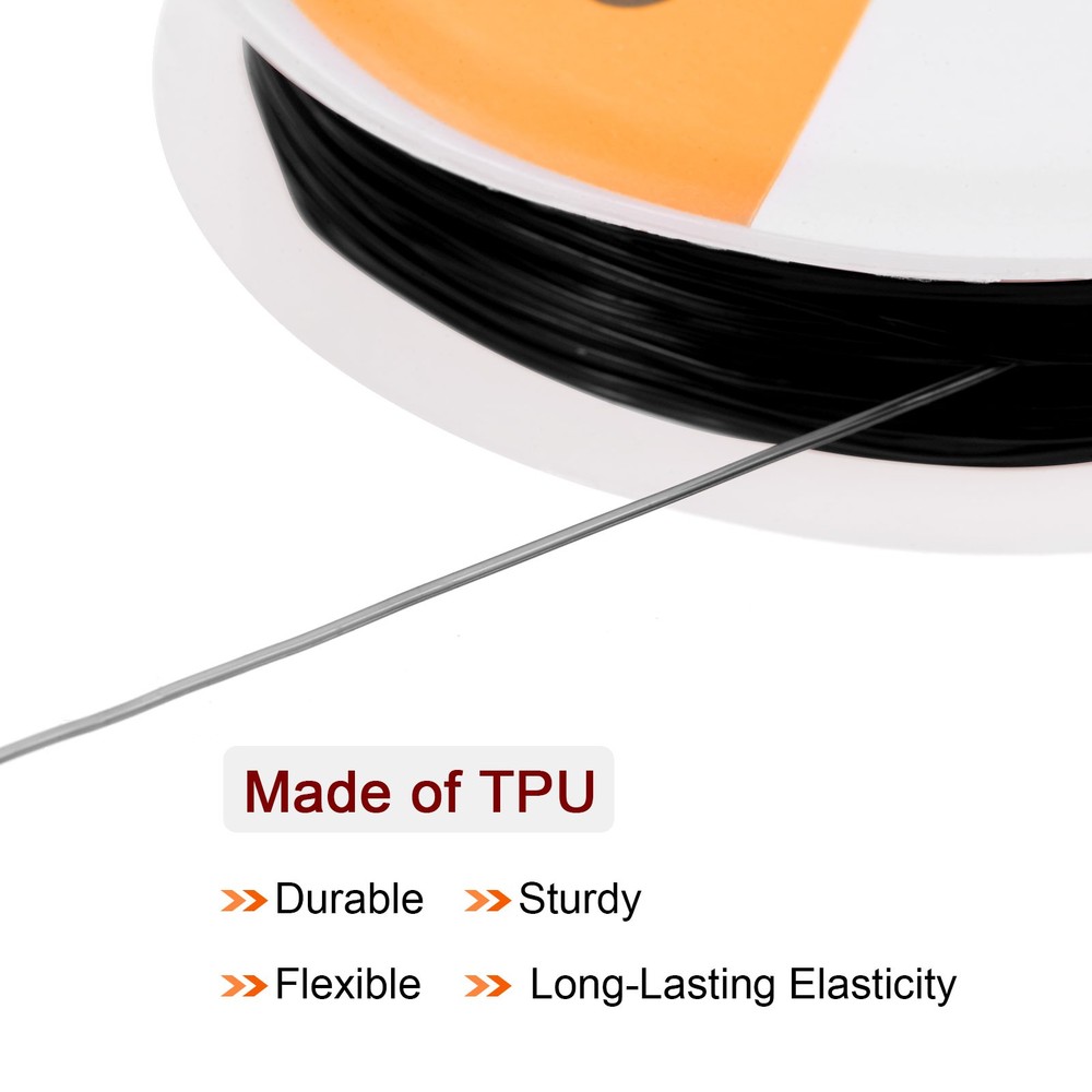 5pcs 0.5mm Elastic String Craft DIY Making Stretchy Cord Thread TPU, Black
