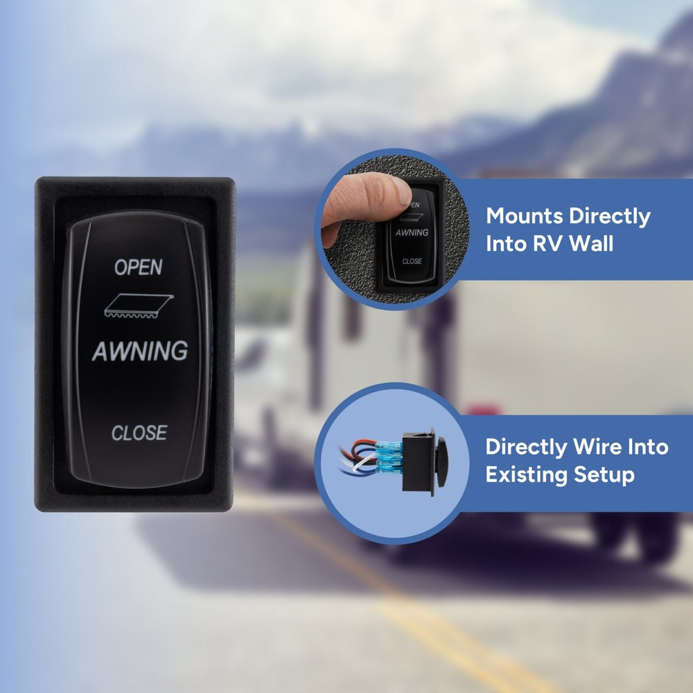 RecPro RV Replacement Awning Switch | 12V DC | 2" H x 1.13" W x 2" D