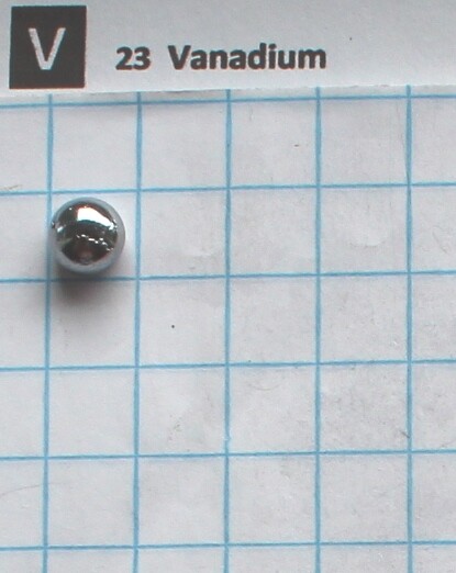 1.5 gram solid Vanadium metal pellet 99.95% pure element 23 sample