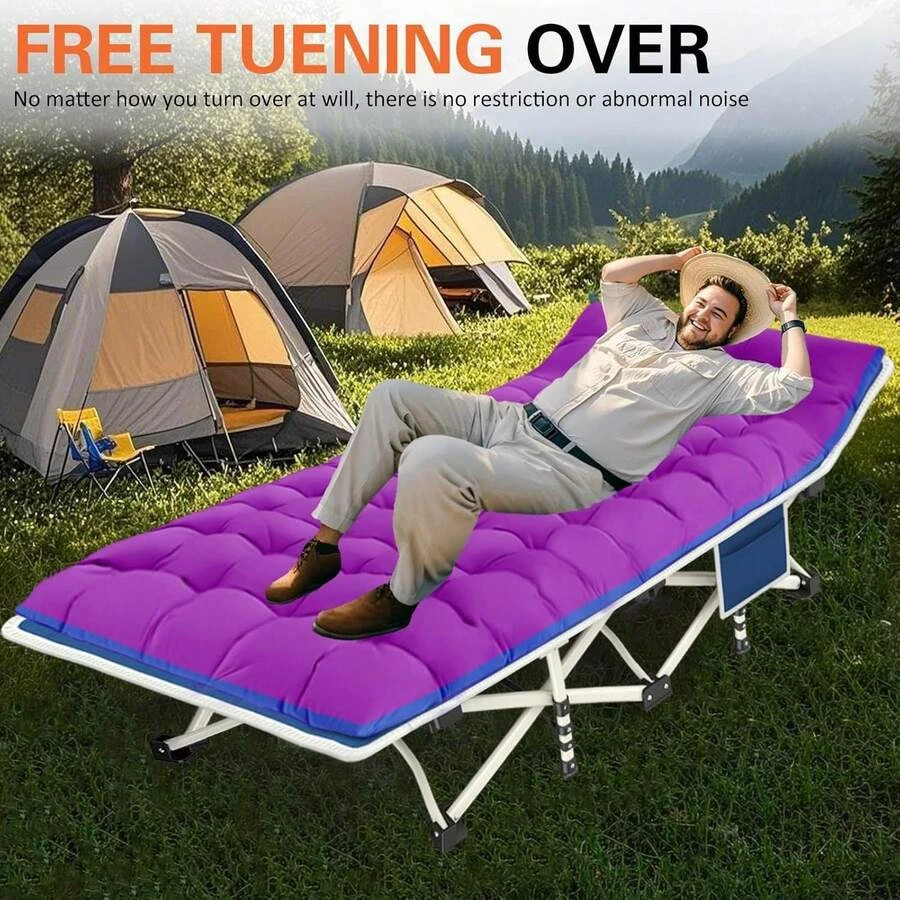 Camping Cot Comfortable Mattress Cots Sleeping Pad Heavy Duty Bed Include Carry