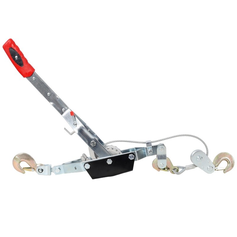 2Ton Hand Winch Puller Dual Gear 12ft Steel Cable Heavy Duty Pull Hoist 3Hooks