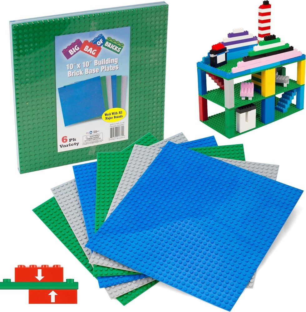 Universal Stackable Building Brick Baseplate (6 CT)