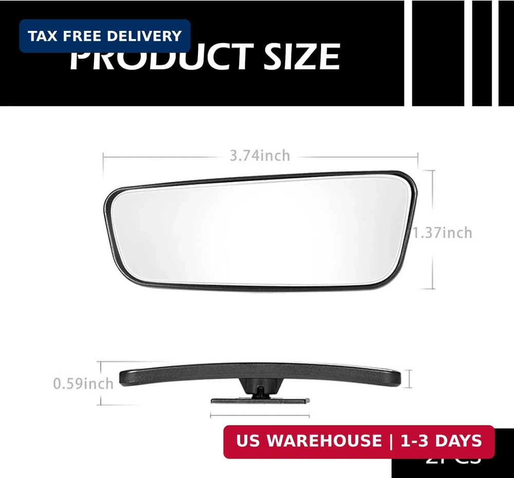 2 PCS Blind Spot Mirror, Framed Rectangular Adjustable Blind Spot Mirror, HD Gla