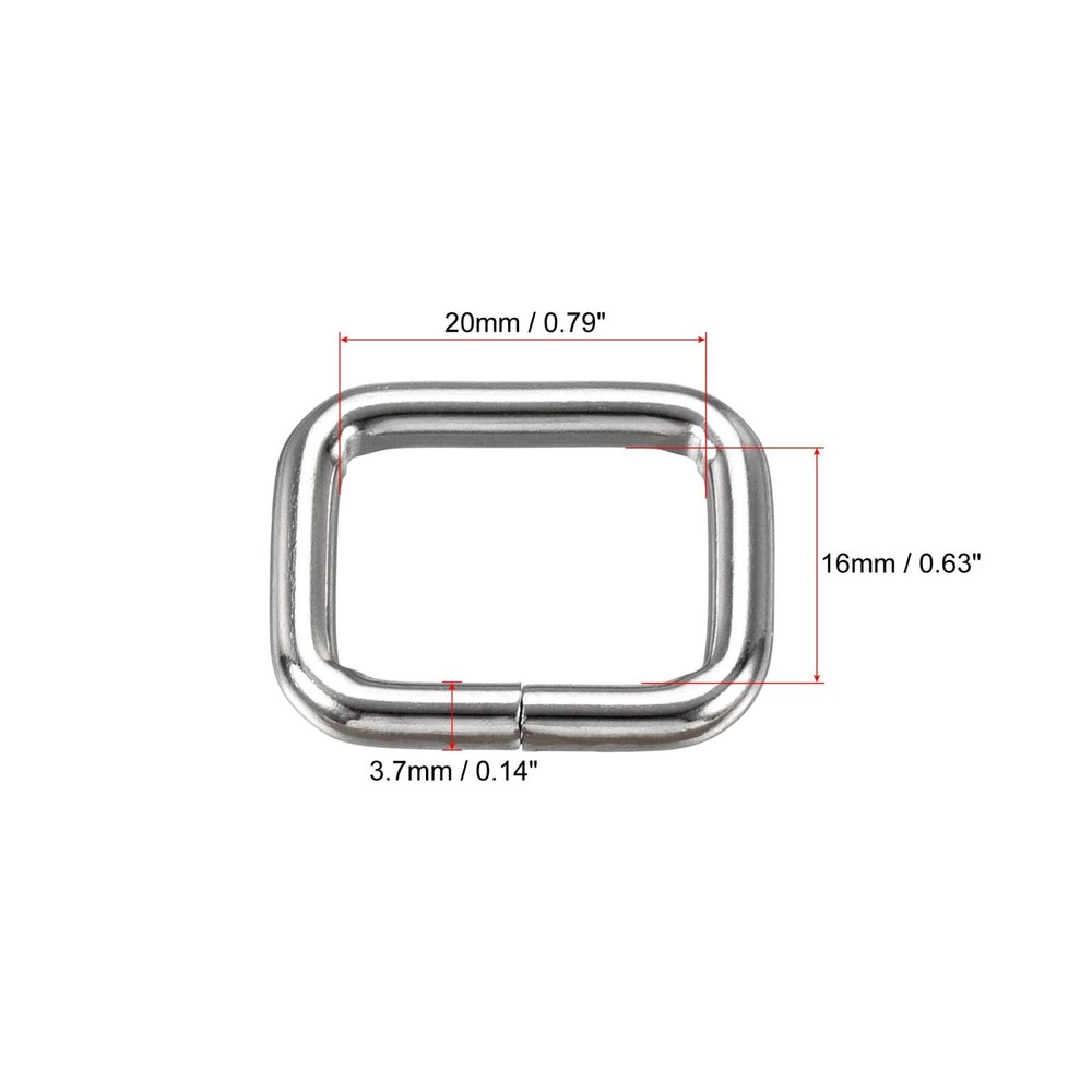Metal Rectangle Ring Buckles 20x16mm Silver Tone 20pcs