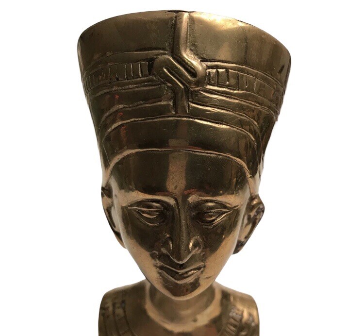 Vintage Solid Brass Nefertiti Bust Hand Made In India