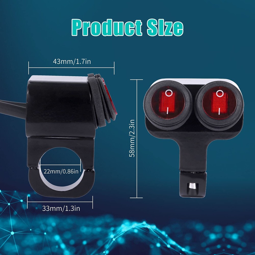 Waterproof Motorcycle ATV 7/8″ Light Bar Switch，Handlebar Double Control Kill...