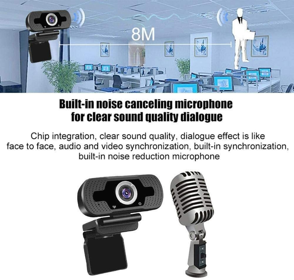 1080P Webcam, NP HD PC Webcam USB Mini Computer Camera Built-in Microphone - USB