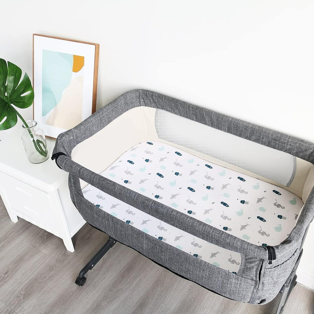 4-Pack Bassinet Fitted Sheets Universal Fit (Rectangle/Oval/Hourglass) for Boys
