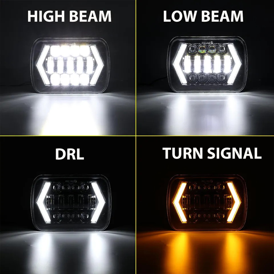 Pair 7X6"LED Headlights For Chevy Express Cargo Van 1500 2500 3500