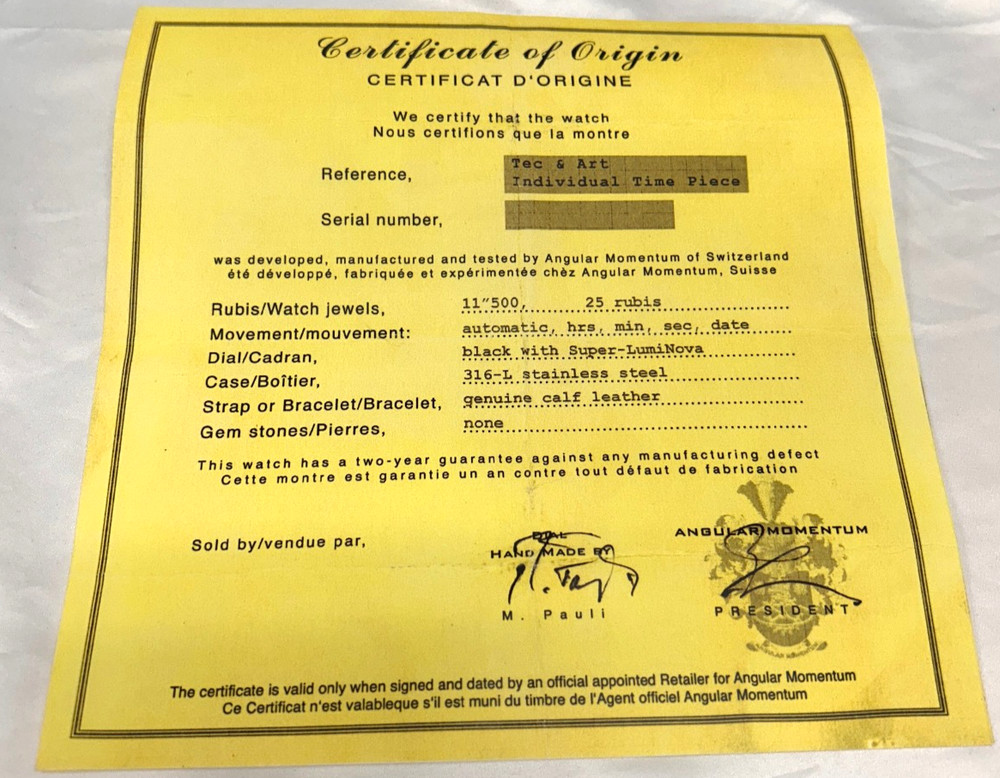 Angular Momentum Certificate of Origin