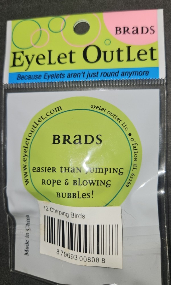 Eyelet Outlet Shape Brads 12/Pkg Chirping Birds