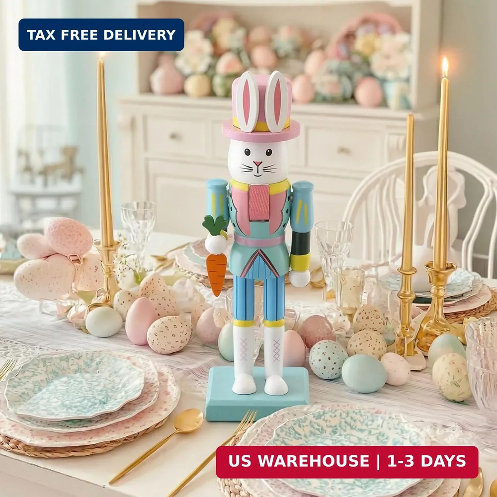 Easter Bunny Nutcracker 10 Inch Traditional Rabbit Wooden Nutcrackers Easter Dec