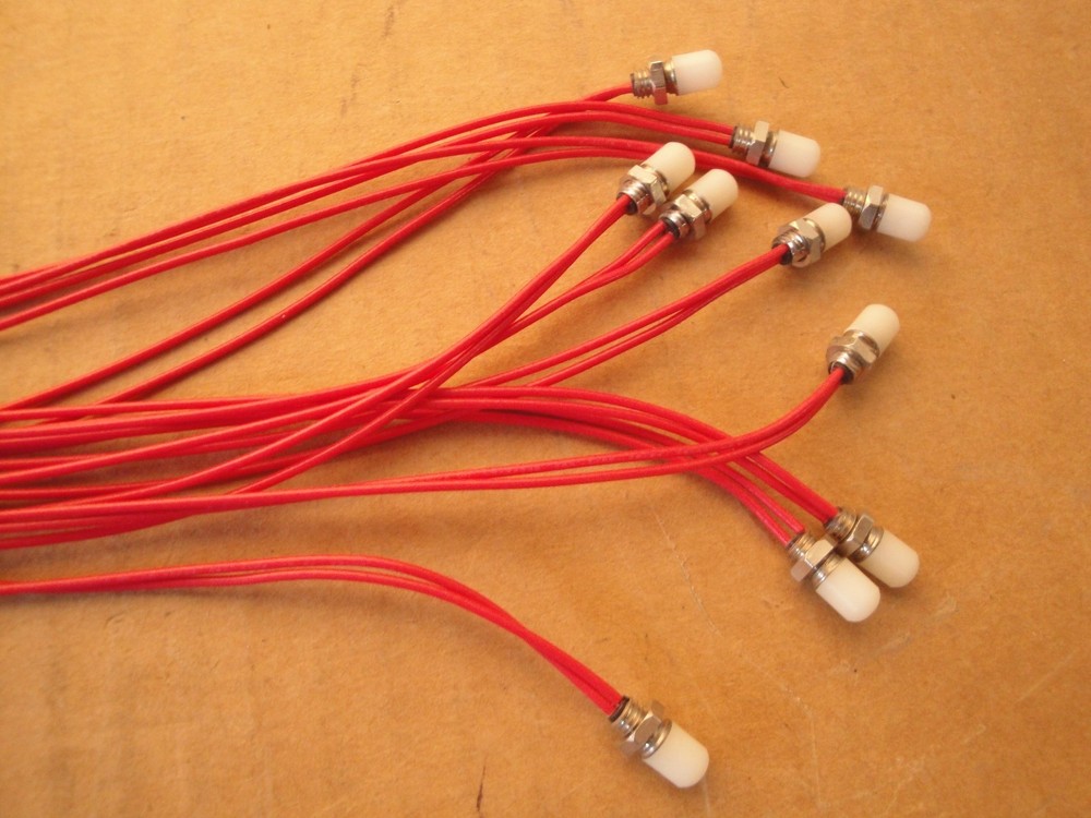 10 Ea 6 Volt Panel Mount Pilot Light 10" Leads with nut mounting 3/16" diameter