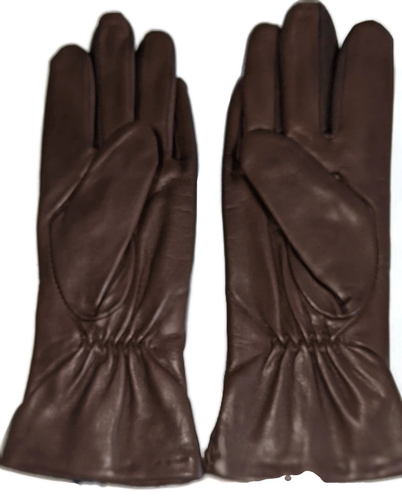 Women's Genuine Leather Gloves, Small, Cognac/ Black