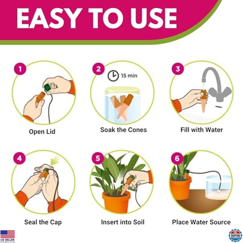 Blumat XL Self-Watering Plant Stakes | 4-Pack Automatic Drip Inserts for Growth