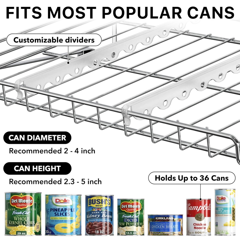Simple Houseware Stackable Can Organizer Rack for Pantry/Cabinet – 11.5" D x ...