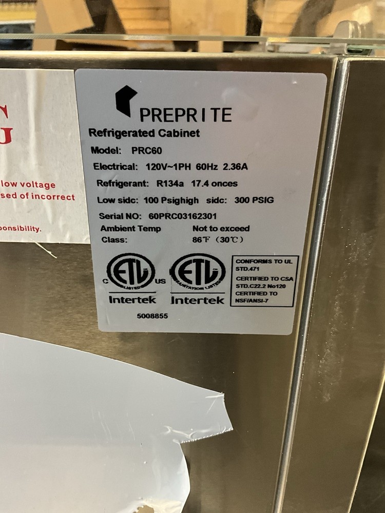 Preprite Prc60 5' Self Contained Refrigerated Condiment Rail