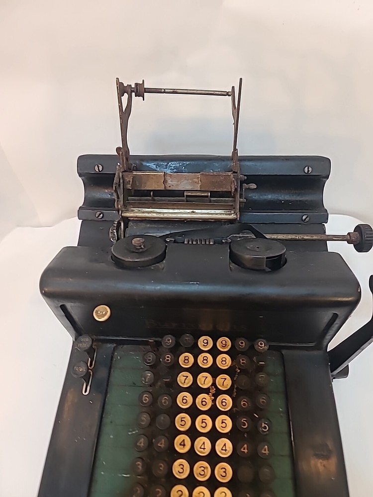 Vintage BURROUGHS ADDING MACHINE CALCULATOR HAND CRANK. No key - Untested - Rare