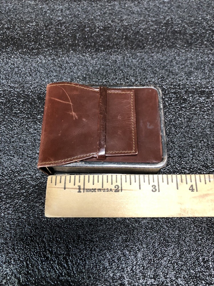 vintage leather & sterling silver cigarette / cigarillos/ Matches case