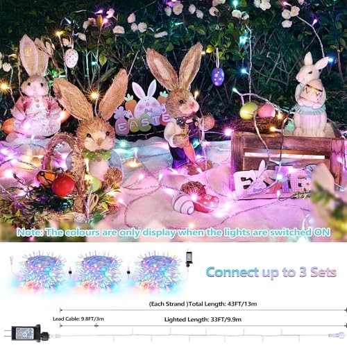 Easter String Lights 200 LED String Lights with 8 Modes Timer Connectable 65FT