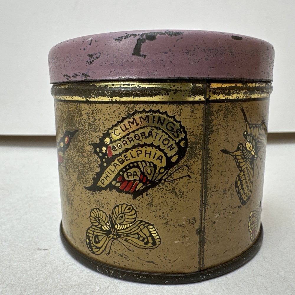 Cummings Lime Mints Tin Vintage Butterflies 2.5 Ounces EMPTY