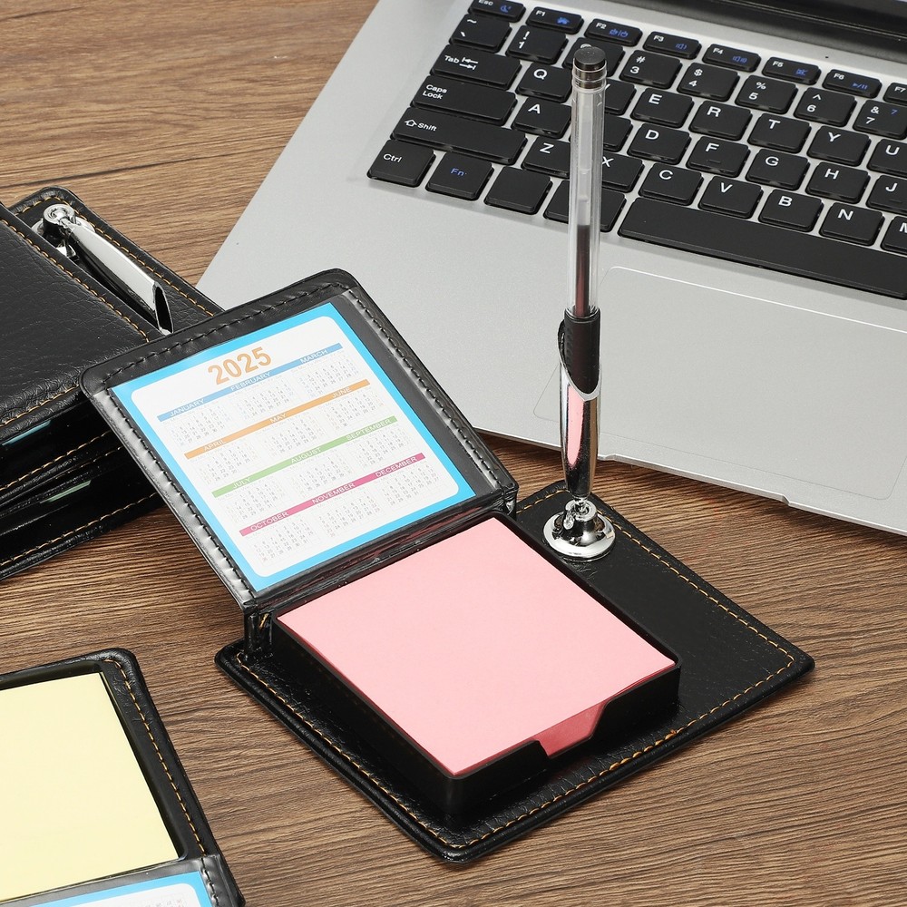 1pcs Leather Sticky Notes Holder, Post Notes Holder with Pen Holder,Pink