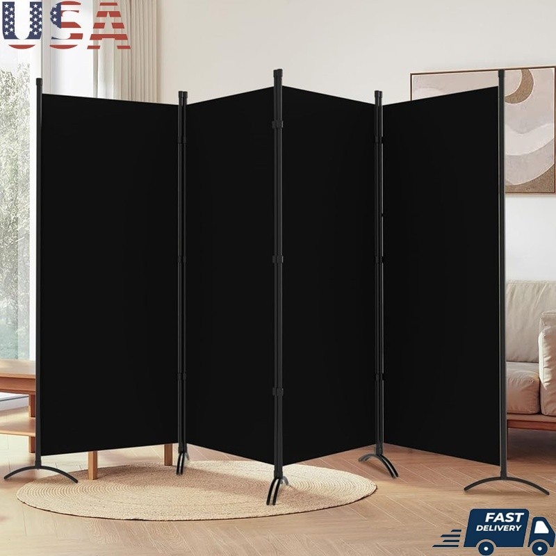 Room Divider 6FT Tall Folding Partition 4 Panel Portable Freestanding Screen