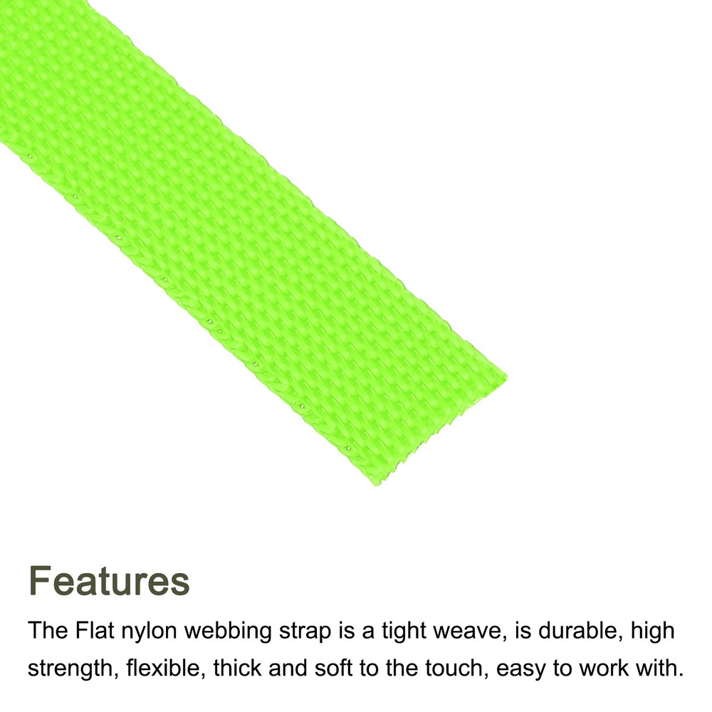 Flat Nylon Webbing Strap 3/8 Inch 10 Yards Fluorescent Green for Backpack