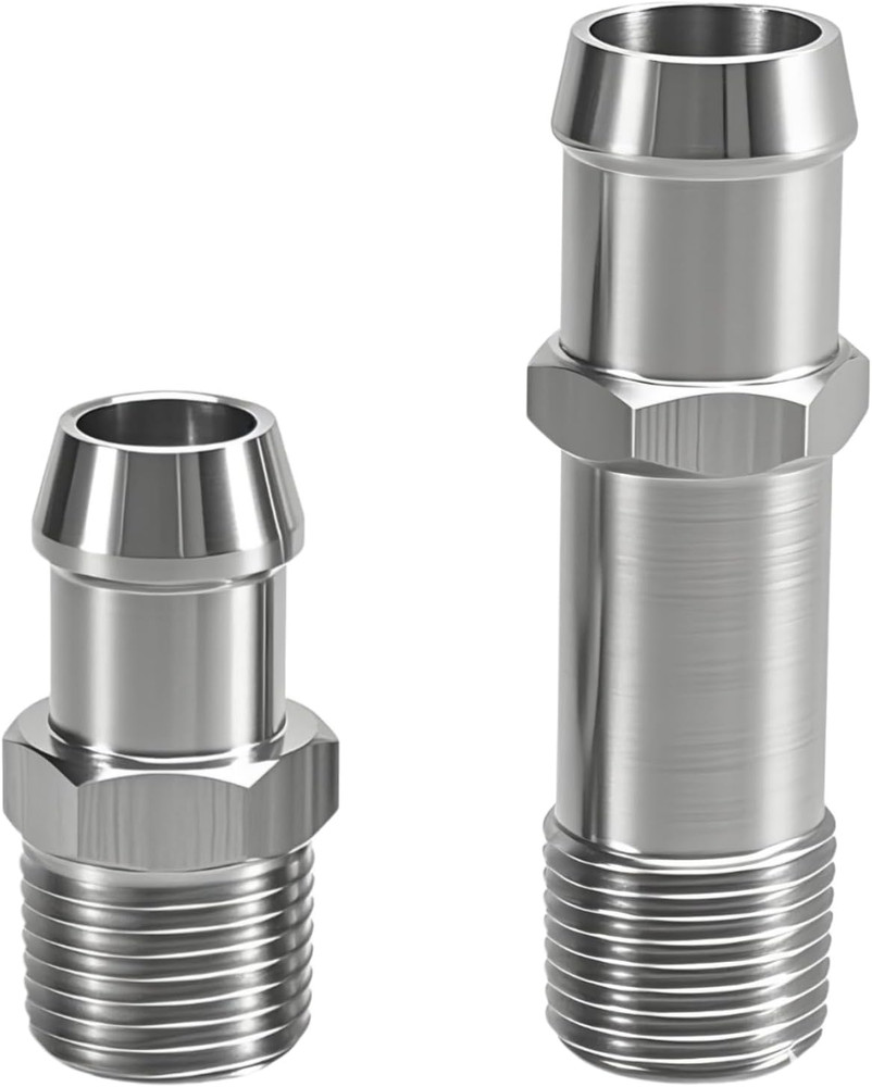 2Pcs Upgraded Stainless Steel 1/2" NPT Heater Hose Fittings, 5/8" Intake Fitting