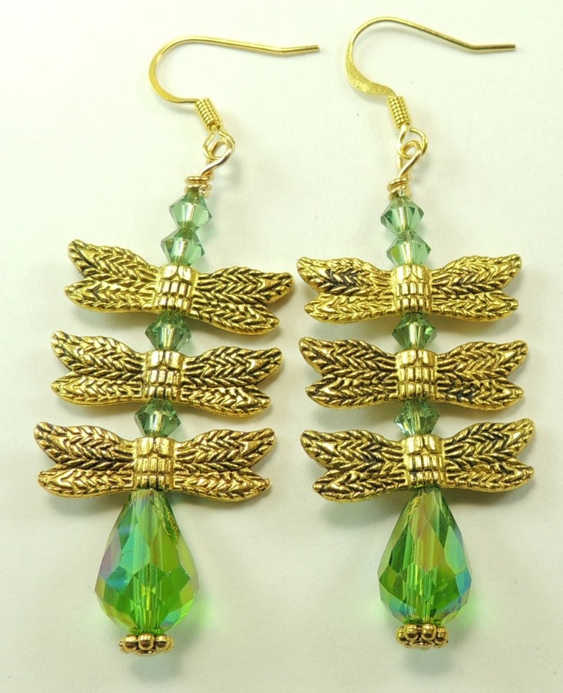 Earrings Statement Green Crystal Dangle Earrings
