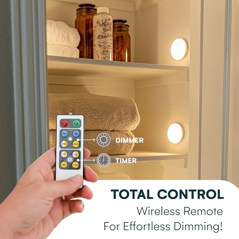 Adjustable Brightness LED Puck Lights - 6 Pack for Easy Under Cabinet Lighting