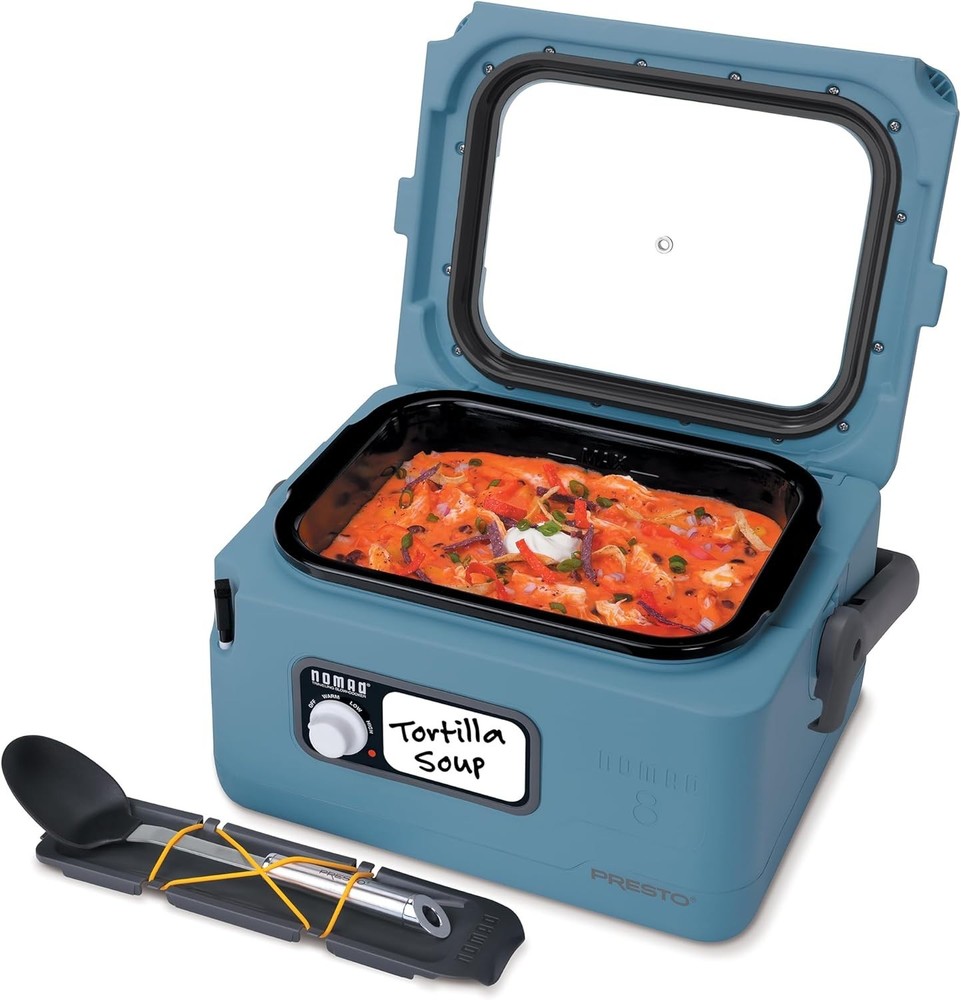 0 8-Quart Nomad Traveling Slow Cooker, Blue