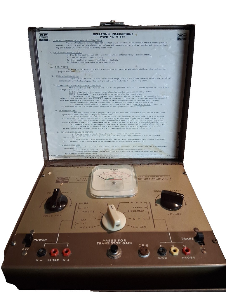 GC Electronics Model No. 36-568 Transistor Tester - Powers On -